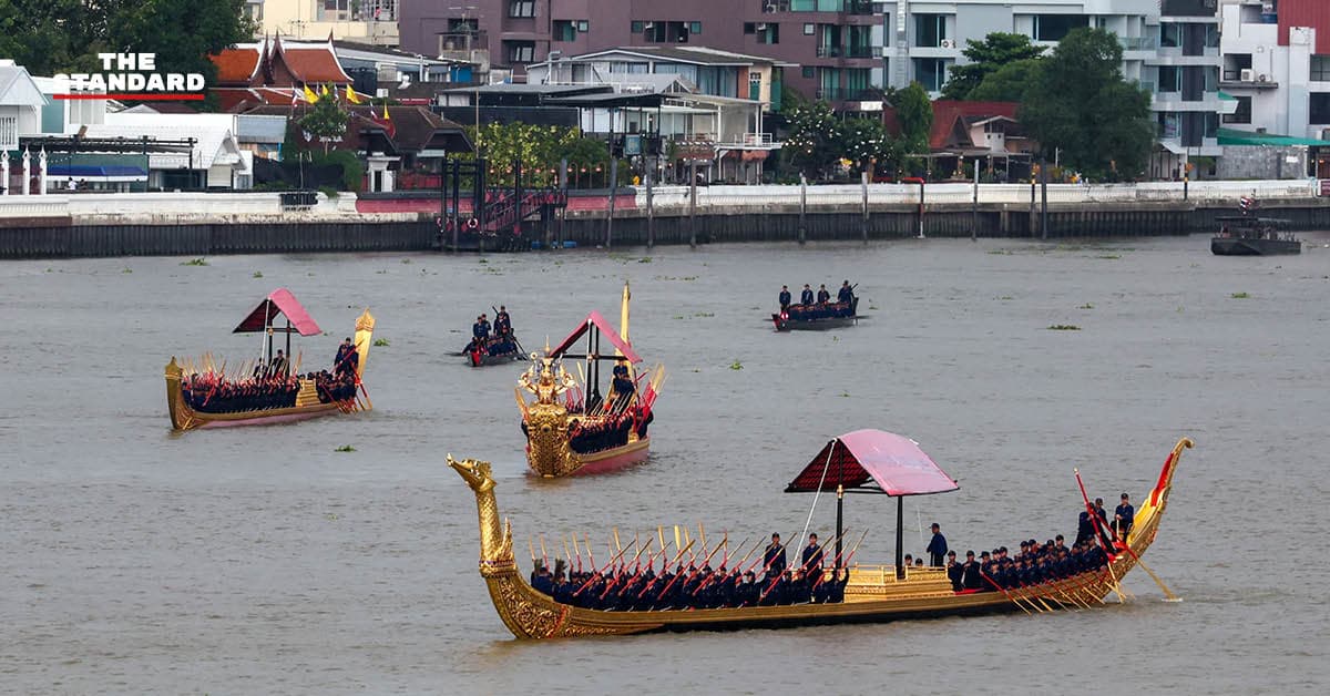 กองทัพเรือเริ่มซ้อมย่อยขบวนพยุหยาตราทางชลมารค ในแม่น้ำเจ้าพระยาครั้งแรก ชวนประชาชนร่วมชมตลอดสองฝั่ง