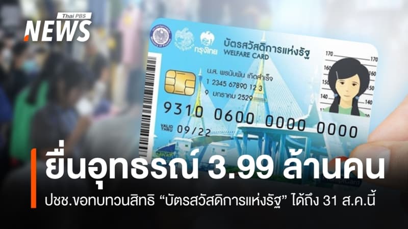 "คลัง" เผย ปชช.ยื่นอุทธรณ์สิทธิบัตรสวัสดิการแห่งรัฐ 3.99 ล้านคน