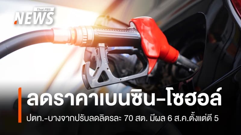 ปตท.-บางจากลดราคาน้ำมัน "เบนซิน-โซฮอล์" 70 สต./ลิตร มีผล 6 ส.ค.