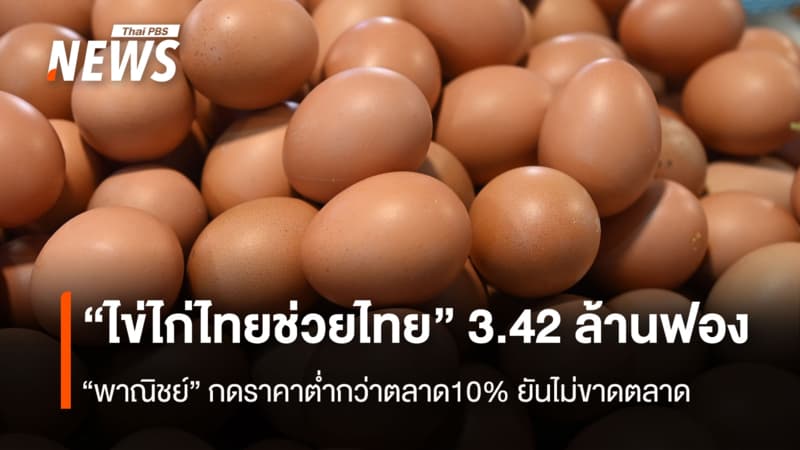 “ไข่ไก่ไทยช่วยไทย” 3.42 ล้านฟอง “พาณิชย์” กดราคาต่ำกว่าตลาด10% ยันไม่ขาดตลาด