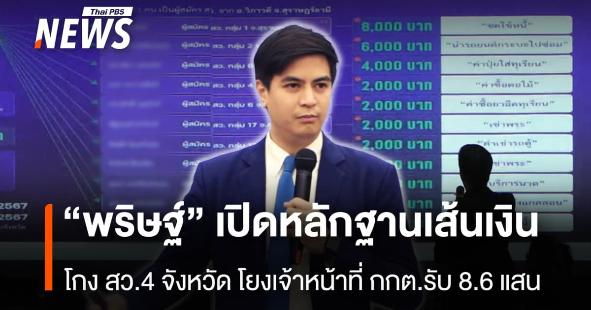 “พริษฐ์”เปิดหลักฐานเส้นเงิน โกงสว. 4 จังหวัด โยงเจ้าหน้าที่กกต. รับ 8.6 แสน