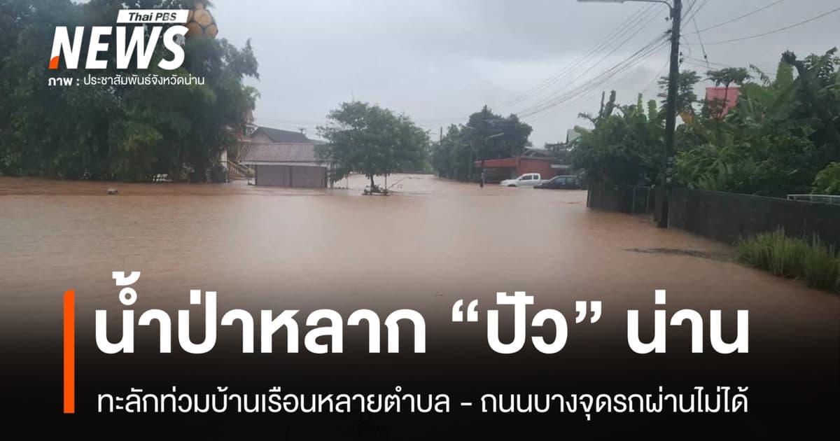 ฝนตกหนักทำน้ำป่าหลากท่วม "ปัว" จ.น่าน ถนนบางจุดรถผ่านไม่ได้