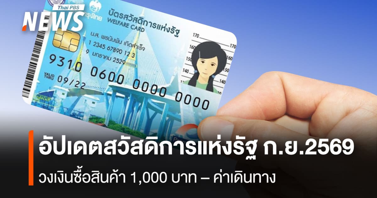 อัปเดตสวัสดิการแห่งรัฐ ก.ย.2569 วงเงินซื้อสินค้า 1,000 บาท – ค่าเดินทาง